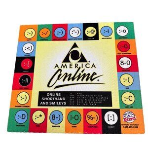 Vintage 90s AOL America On Line Mouse Pad with Emoticons and Shorthand VGUC